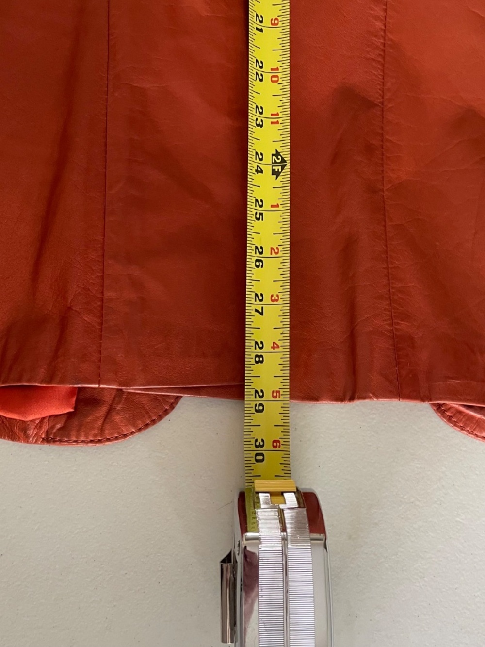 Vintage Saxony Burnt Orange Leather Blazer with Patch Pockets, Men's 36 - Picture 11 of 12